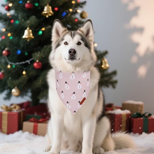 PTDECOR Dog Christmas Bandana, Xmas Santa Snowman Pet Scarf, Large - Image 3