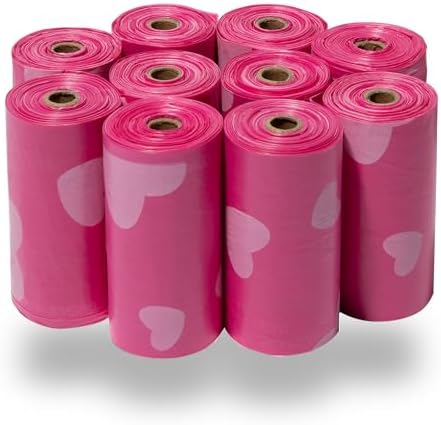 Best Pet Supplies Poop Bags for Dogs - Pink Heart, 150 Count by BestPetSuppliesLLC