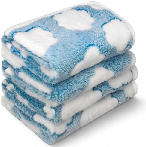 Tatuo 4 Pcs Fleece Dog Blankets for Puppy Cat, Sky Blue, 24 x 16 in, Cloud by Tatuo