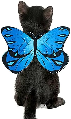 Cat Dog Butterfly Costume Wings for Halloween Party Decoration, Halloween Dog Cat Costume, Puppy Cat Dress Up Accessories (Blue) by Puoyis
