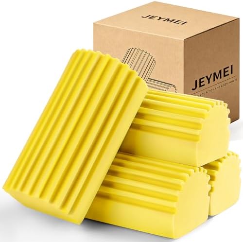 Jeymei Damp Clean Duster Sponge,4Pcs Yellow Dust Sponge for Cleaning by Jeymei