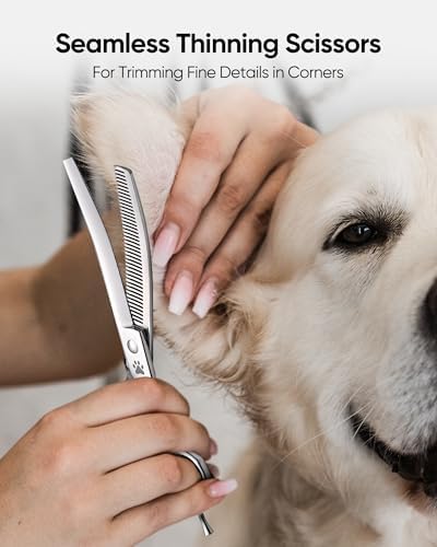 ULG Curved Thinning Dog Shears for Grooming, 7 Inch Professional for Blending, 40-Tooth 15%-20% Rate 440C Stainless Steel - Image 6