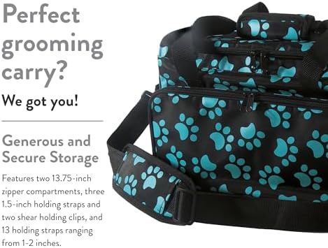 WAHL Professional Animal Travel Tote Bag with Zipper - Travel Bag - Storage Pack for Grooming Supplies - for Dog, Cat & Pet Groomers - 28.8 Inches, Turquoise Paw Print Design (#97764-300) - Image 3