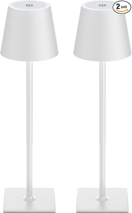Kakanuo White Gold Cordless Rechargeable Table Lamp 5000mAh Battery Operated Lamps, 3 Colors Stepless Dimming Touch Lamp for Living Room, Kitchen Counter, Dining, Outdoor Patio, 2 Pack by KakanuoLightings