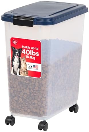 IRIS USA Dog Food Storage Container, Up to 40 lbs, Navy, Made in USA by IRISUSA