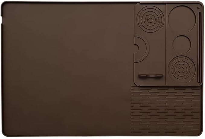 Silicone Coffee Mat, 23"x17" Bar Mat for Countertops Coffee Maker Espresso Machine, 2 in1 Coffee Maker Mat for Kitchen Counter, Anti-Slip, Heat Resistant Drip Pad for Dinner Plates, Brown - Image 3