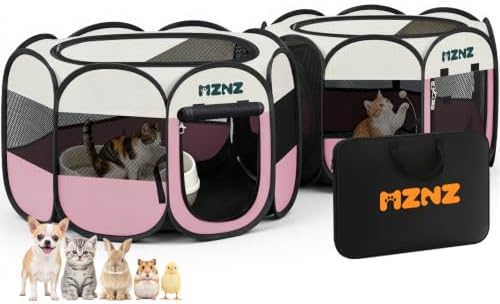 2-in-1 Dog Playpen, Cat Pet Puppy Playpen, Small+Small, Pink by MZNZ