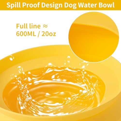 SLSON Spill Proof Dog Water Bowl for Cars,Collapsible No Splash Dog Travel Bowls Integrated Molding Portable Pet Bowl for Road Trip Truck,RV,SUV,Boat Accessories (Yellow) - Image 3