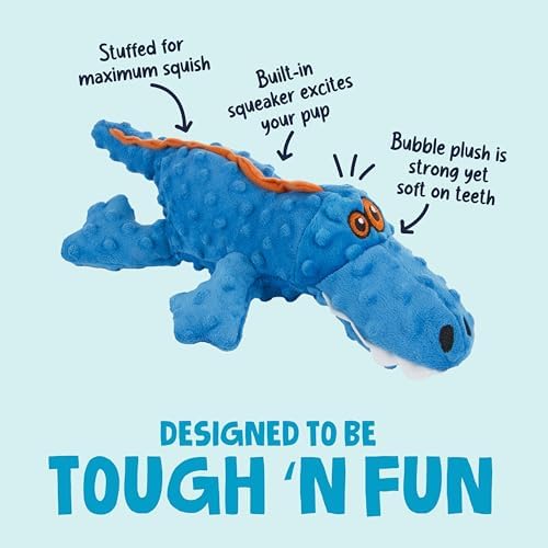 goDog Gators Squeaky Plush Dog Toy with Chew Guard Technology, Durable Fabric & Squeaker for Active Play, Blue, Large - Image 2