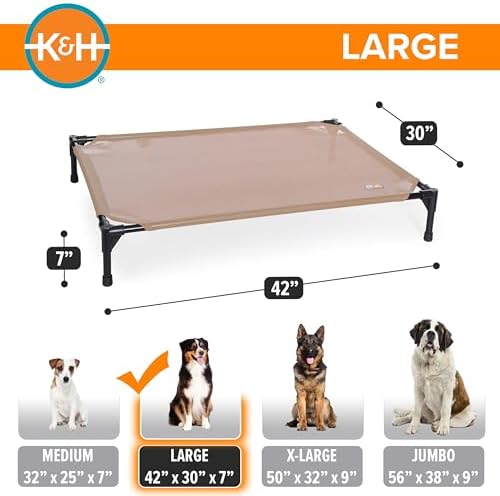 K&H Outdoor Elevated Dog Bed for Medium & Large Pets, Tan, Large 42x30in - Image 4