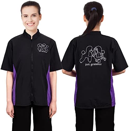 Noverlife Pet Grooming Workwear Dog Groomer Smock, Short Sleeve, M Size - Image 2