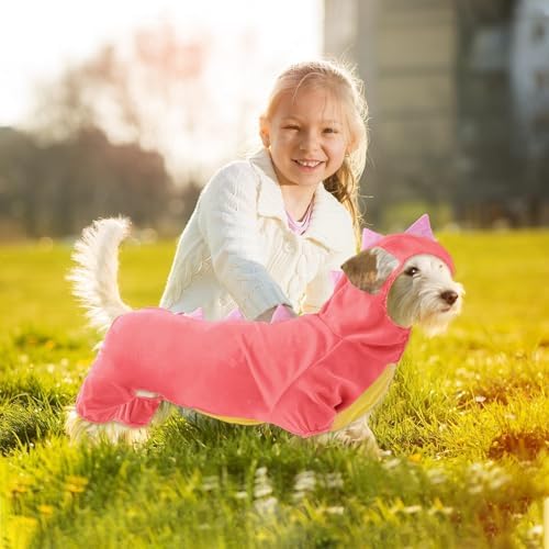 Hotumn Dinosaur Dog Halloween Costume Pet Dino Hoodie for Medium Dogs (X-Large, Pink) - Image 6