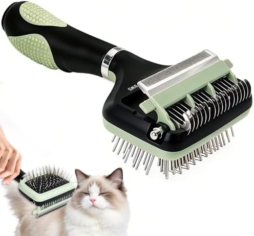 3-in-1 Multifunctional Pet Grooming Brush, Dematting Comb + Deshedding Blade + Massage Pin Comb, Removes Tangles & Loose Fur, Grooming & Interactive Massaging Tool for Cats & Dogs by Geelraqaly