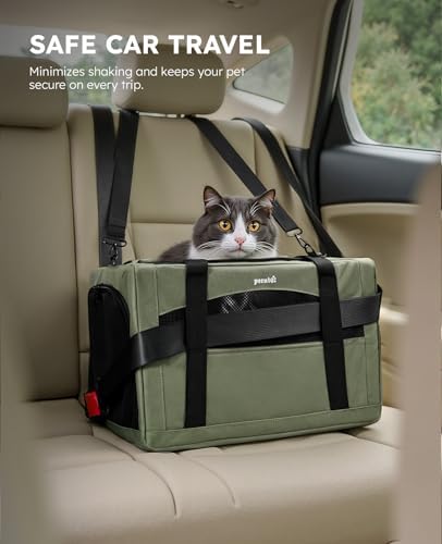Pecute Cat Carrier Stable, Pet Carrier with Privacy Partition,Green - Image 3