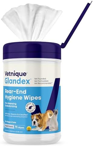 Vetnique Glandex Rear End Wipes for Dogs & Cats, Anal Gland Hygiene by Vetnique