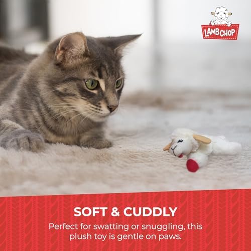 Multipet Lamb Chop Cat Plush Toy w/Catnip - Small Cat Chew Toy - Image 4