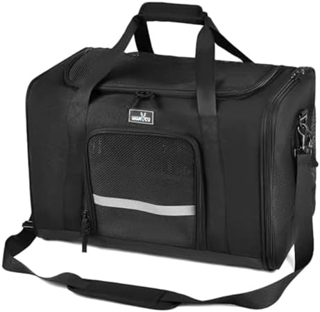 Wakytu Dog Carriers for Small Dogs, Cat Carrier Travel, Expandable, Collapsible, 900D High Density Oxford Cloth, Wear-Resisting, Anti Tearing, Reflective Tape,Safety Lock Zipper by Petshome