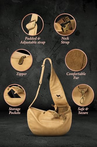 Noah & Paw Dog Sling Carrier for Small Dogs 5-18lb, Cat Carrier, Pet Sling with Adjustable Padded Strap, Vegan Leather Lined with Fur, 3X Safety Feature, Machine Washable - Image 5