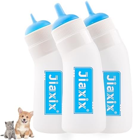 3 Pack Kitten Silicone Nursing Bottle,Silicone Feeding Nipple, Reusable Newborn Kitten Supplies, Suitable for Feeding Kitten, Puppy, Rabbit, Hamster (Blue, Small+Medium+Large) by JiaxixofPetSupplies