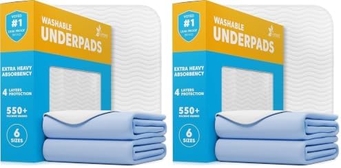 GREEN LIFESTYLE Washable Underpads - Large Bed Pads for use as Incontinence Bed Pads, Reusable Pet Pads, Great for Dogs, Cats, Bunny, Seniors Bed Pad (Pack of 20 - 34x36), Blue by GreenLifeStyle