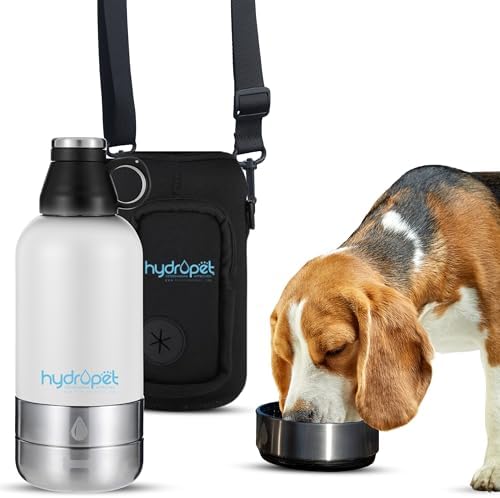 HydroPet Vet-Approved 64 Oz Dog Water Bottle – Stainless Steel Portable Dog Water Bottle, Insulated Canine Travel Dispenser with Detachable Food & Water Bowls, Carry Bag & Adjustable Shoulder Strap by PetVetProducts