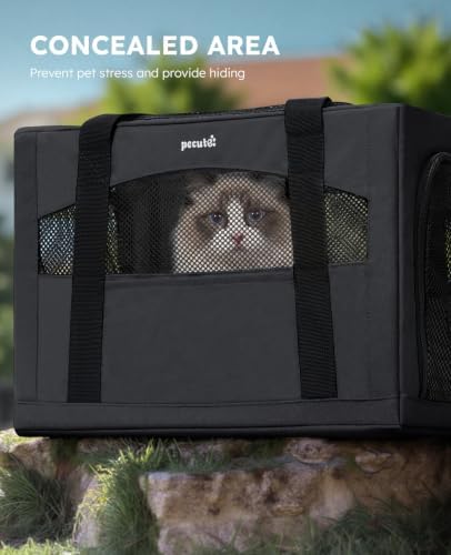 Pecute Cat Carrier Stable, Pet Carrier with Privacy Partition,Dark Gray - Image 4