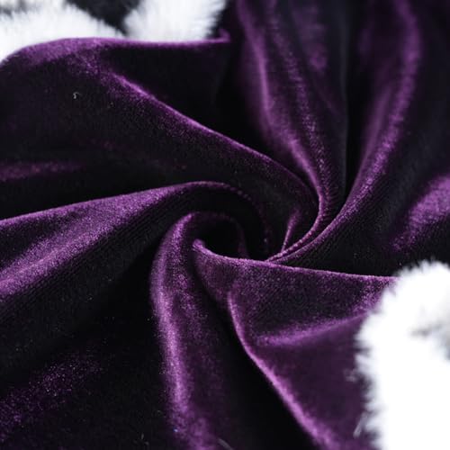 Lovelyshop Royal Velvet Pet Cloak with Fur Trim for Cats & Dogs, Purple, M/Oversize - Image 5