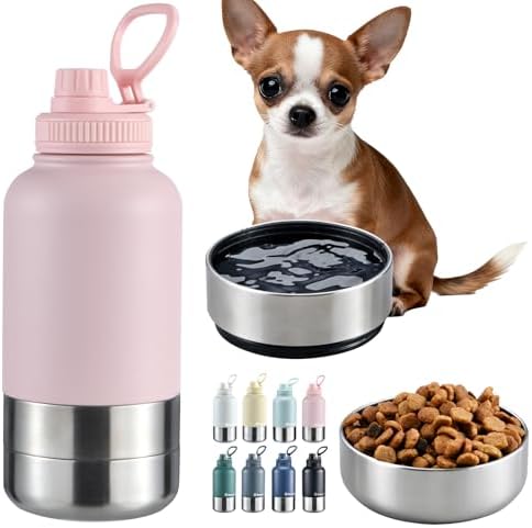 Cibaabo Insulated Dog Water Bottle 32oz Keep Water Cool with 2 Bowls by Cibaabo