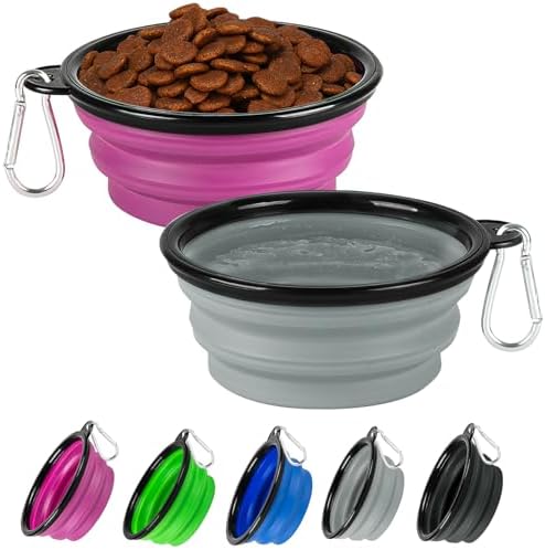 Collapsible Dog Bowl for Travel,2-Pack 12oz Pet Portable Water Food Bowls by HOSCAPE