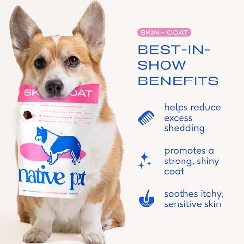 Native Pet Skin & Coat Chews - Omega 3 Fish Oil for Dogs Skin & Coat Supplement - Itch Relief, Shiny Fur & Shedding Support - Collagen, Hyaluronic Acid, Biotin, Probiotics & Salmon Oil - 60 Chews - Image 2