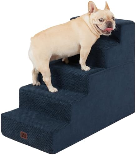 EHEYCIGA Dog Stairs for High Bed 25" H, Extra Wide Dog 5-Step, Navy by EHEYCIGA