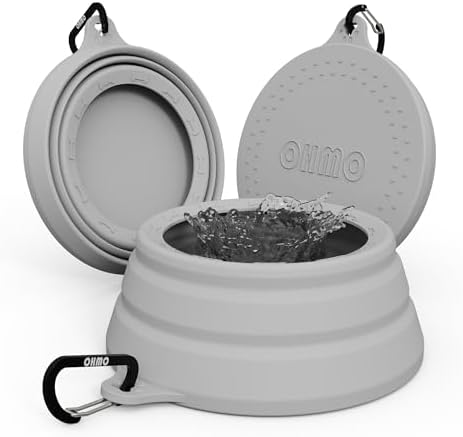 OHMO Spill Proof Collapsible Dog Bowl, 24oz Portable Dog Water Bowl by OHMO