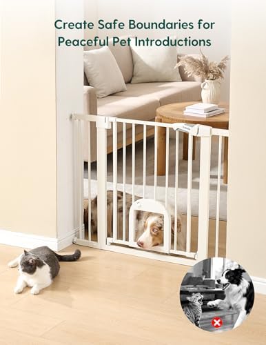 Babelio 36" Tall Pet Gate with Cat Door, CatPrivilege III, 29-43" - Image 5