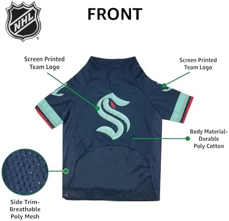 NHL Seattle Kraken Jersey for Dogs & Cats. - Size: X-Small. Best PET Jersey for the NEW HOT Ice Hockey Team for Puppies, Large Dogs, Kittens & Large Cats - Image 5