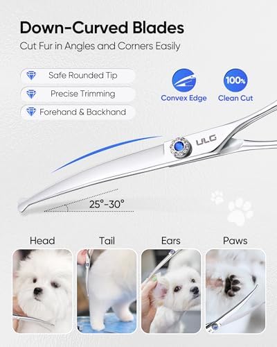 ULG Curved Dog Grooming Shears, 7 Inch, 440C Stainless Steel - Image 3
