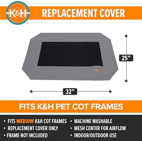 K&H PET PRODUCTS Original Pet Cot Replacement Cover (Cot Sold Separately) - Gray/Black Mesh, Medium 25 X 32 Inches - Image 2