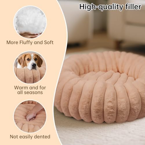 Donut Small Medium Dog Bed Washable Kitty & Puppy Bed,28ins Brown - Image 5