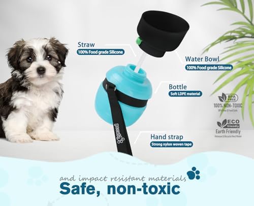 Pecute Portable Dog Water Bottle, 2 in 1 Cat Dog Travel Water Bottle Bowl Leakproof with Double Seal, BPA Free, Lightweight, Pet Small Animal Water Bottel Dispenser for Outdoor Walking Hiking Travels - Image 4