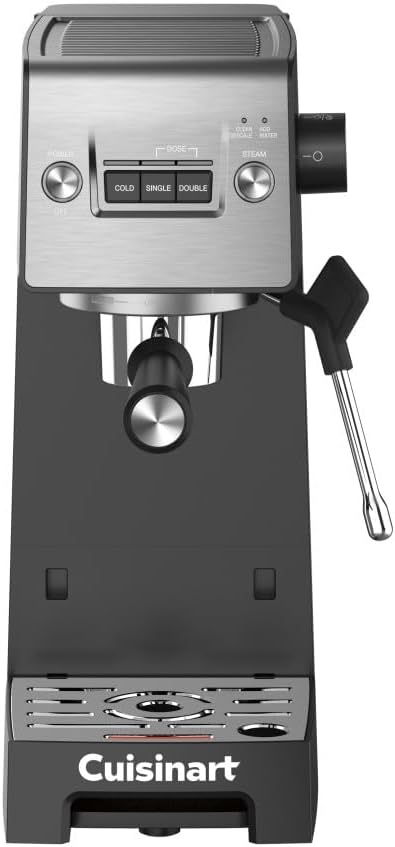 Cuisinart Espresso Bar Slim Coffee Espresso Machine, Makes Hot or Cold Cafe-Quality Beverages Including Cappuccino, Lattes, and Cold Extracted Drinks, Steam/Frothing Wand for Milk-Based Drinks,EM-160 by Cuisinart