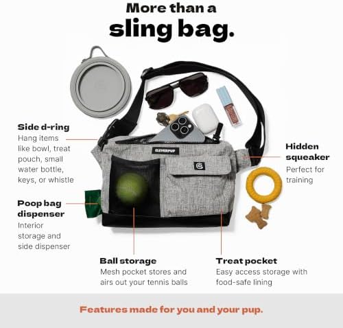 Cleverpup Walk & Train 2-in-1 Dog Walking Bag - Hands-Free, Heather Grey - Image 6