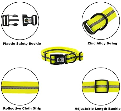 Nimble Reflective Waterproof Dog Collar Adjustable Odor Resistant Easy Clean Pet Collar for Small Medium Large Dogs Night Walking Outdoor Rainy Use (Large (15.35”-24.8”inches), Fluorescent Yellow) - Image 4