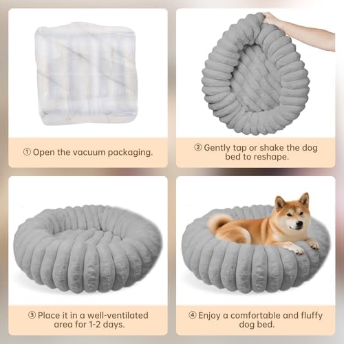 Donut Dog Beds Medium Large Size Dog Washable Pet Bed,31in Grey - Image 6