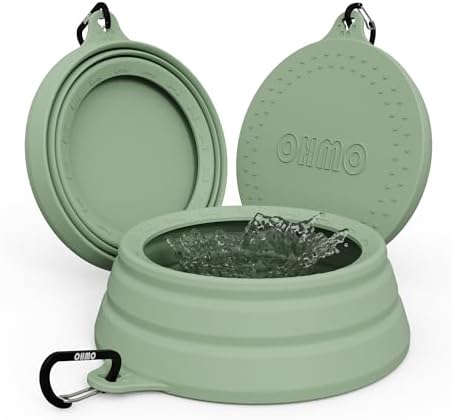 OHMO Spill Proof Collapsible Dog Bowl, 34oz Portable Dog Water Bowl by OHMO