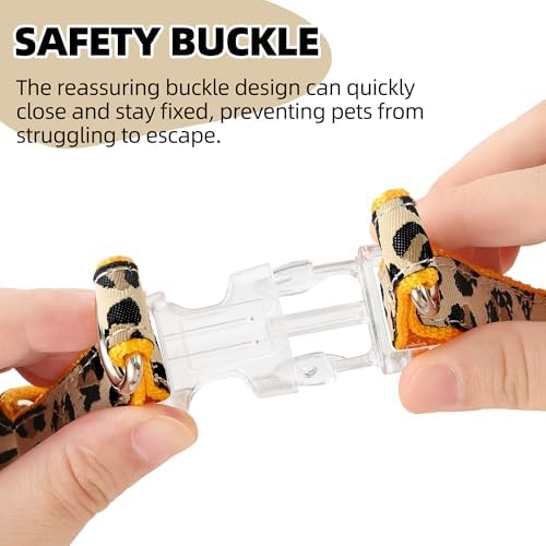 Mile High Life Leopard Dog Harness Collar Leash Set, Adjustable No Pull Dog Halter Harness for Small Breed Dogs, Easy Control for Training Walking (Yellow, M Chest 15"-21", Neck 13"-17") - Image 6