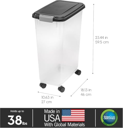 IRIS USA Dog Food Storage Container, Up to 38 lbs, Black, Made in USA - Image 3