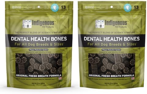 Indigenous Pet Dental Health Bones Regular 2 Pack – Original Fresh Breath (17 Ounce x 2) by IndigenousPetProducts
