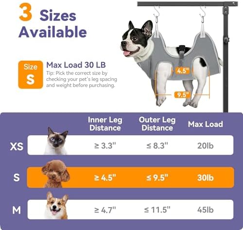 Adjustable Dog Grooming Arm with Clamp, 26″–40″ Height, S Hammock with Back Buckle, No-Sit Grooming Restraint for Small & Medium Dogs - Image 2