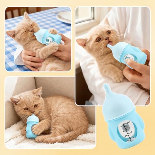 Pet Feeder Bottle Puppy Bottles for Nursing Animal Feeding Bottles Kitten Bottle for Nursing Dog Cat Milk Feeding Bottl e (Blue) - Image 6
