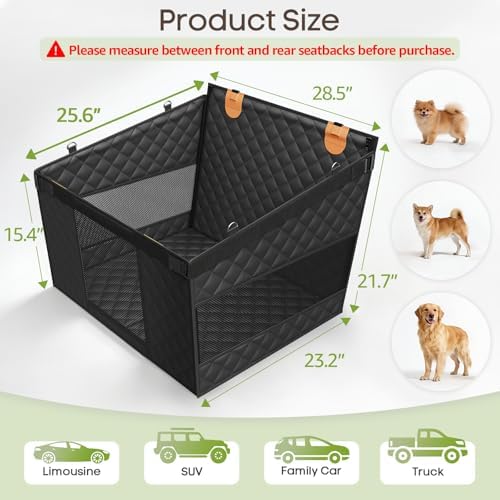 Dog Car Seat for Large Medium Dogs, Hard Bottom Back Seat Extender - Image 2