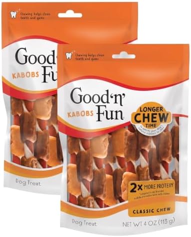 Good'N'Fun Triple Flavored Rawhide Kabobs for Dogs, 4-Ounce (Pack of 2) by GoodNFun